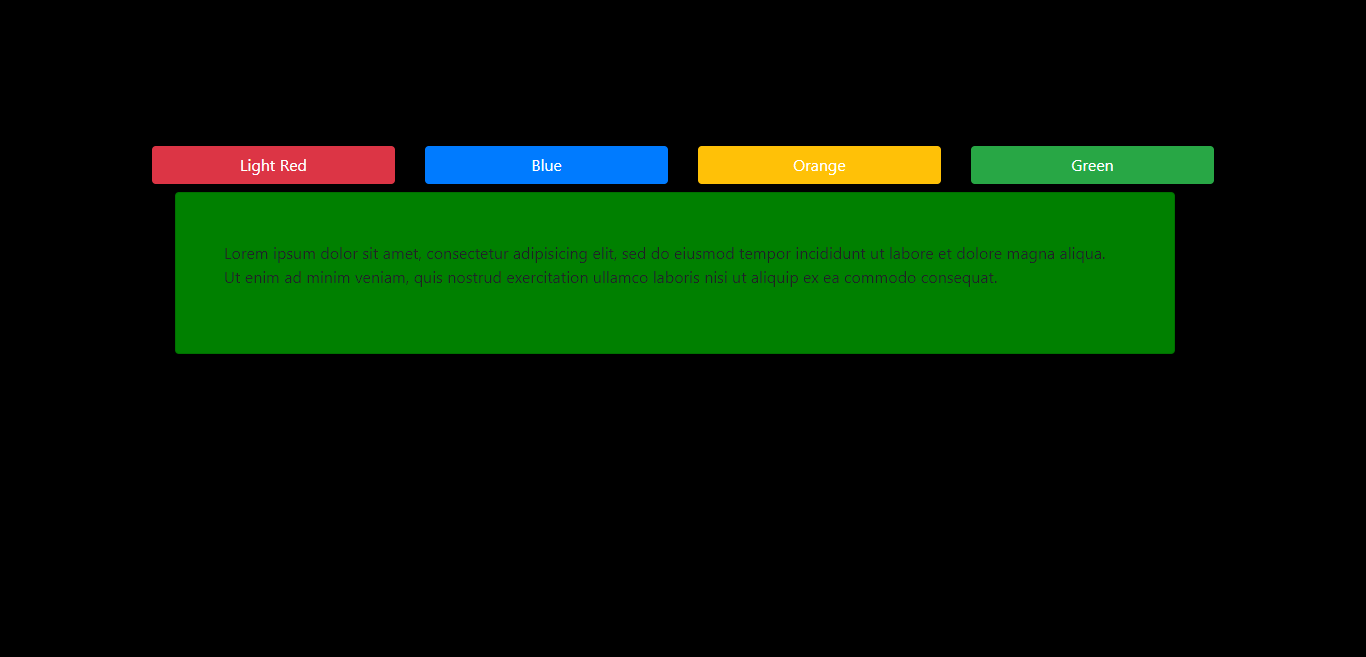 When i click on button div text background changes Color