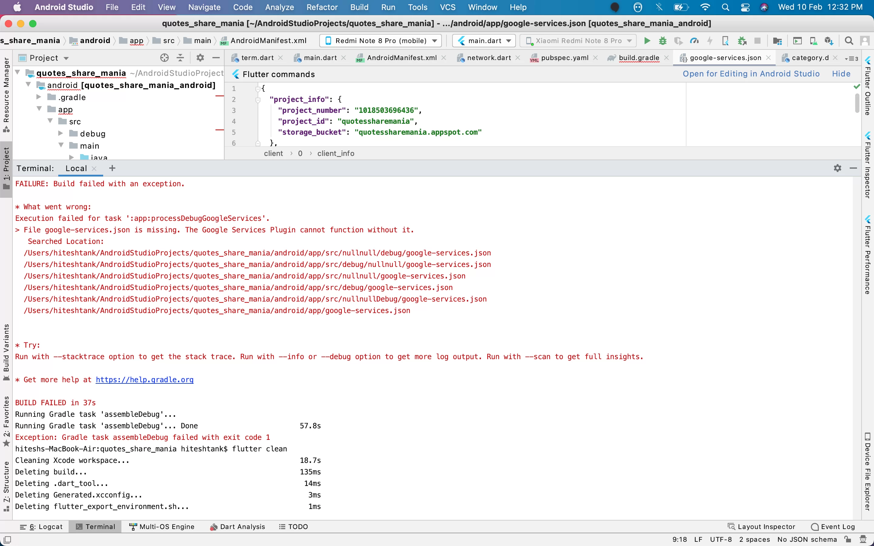 get google-services.json file from firebase in android